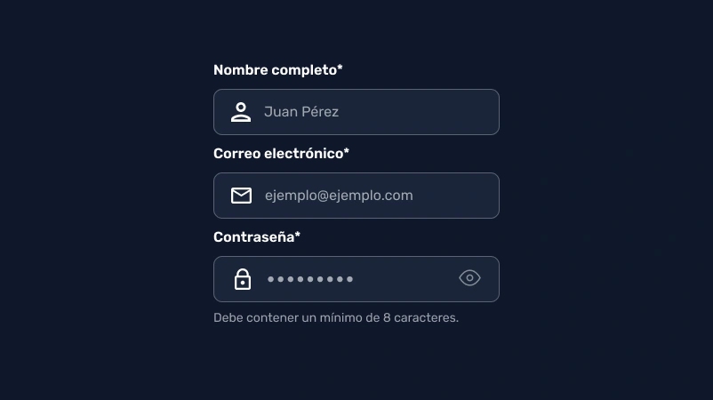 LearnCode mobile sign-up screen showing real-time email format validation and password input with an interactive visibility toggle